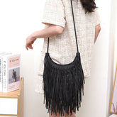 Sac à pompon pour femme Sac à bandoulière individuel en cuir souple fait main